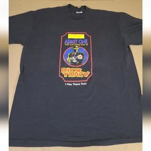 Vintage DICK TRACY 1990 Movie T-Shirt  'I WAS THERE FIRST' Disney Single‎ Stitch